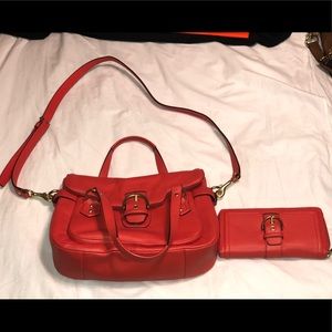 Coach Campbell leather flap satchel